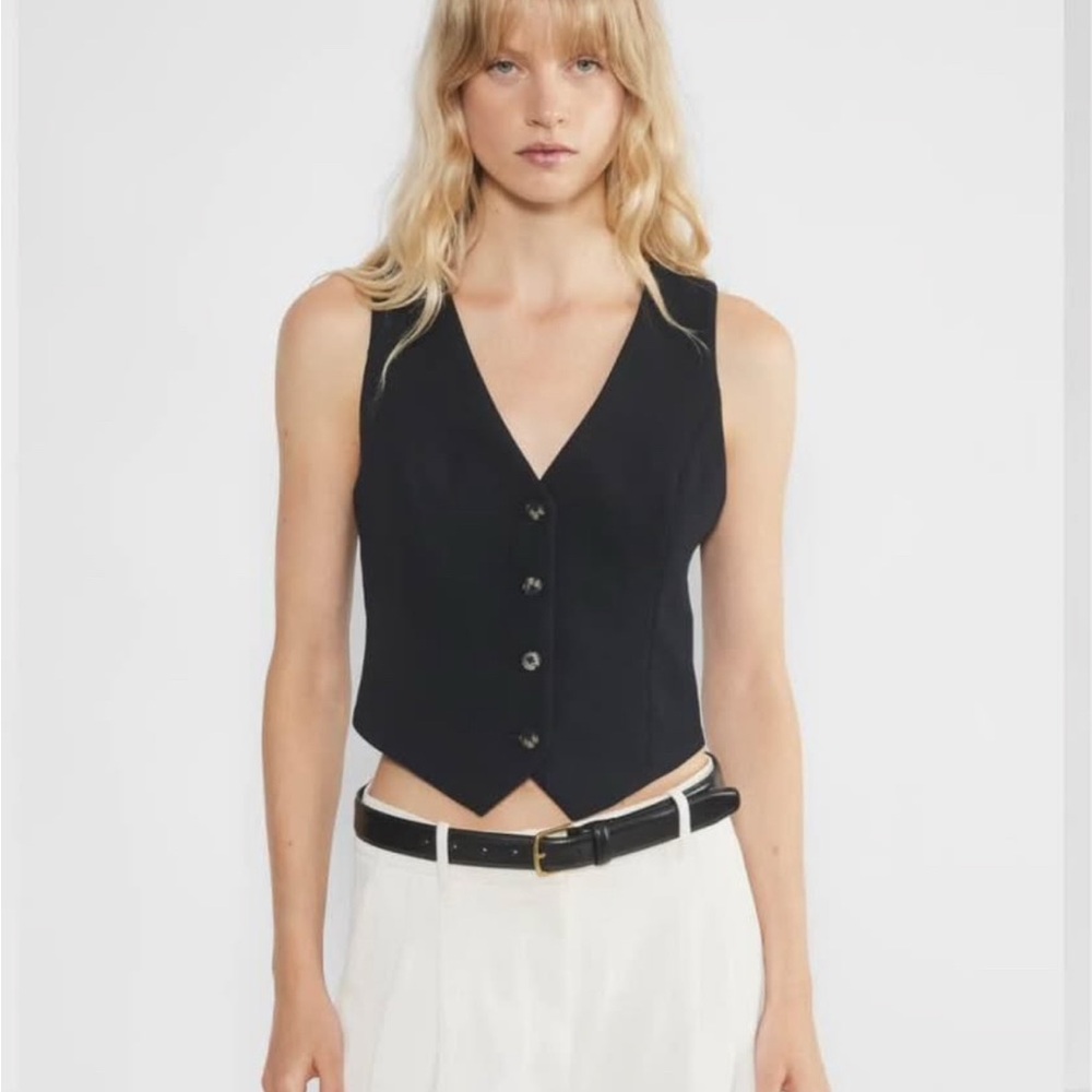 Aritzia Black Bustier Buttoned Blouse
